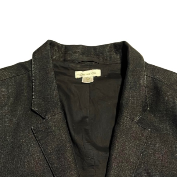 Garnet Hill Black Linen Blazer Size 16 - Picture 3 of 8